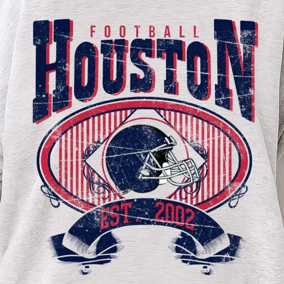 Houston Football Vintage Style Crewneck Sweatshirt 17 - Picture 2 of 5